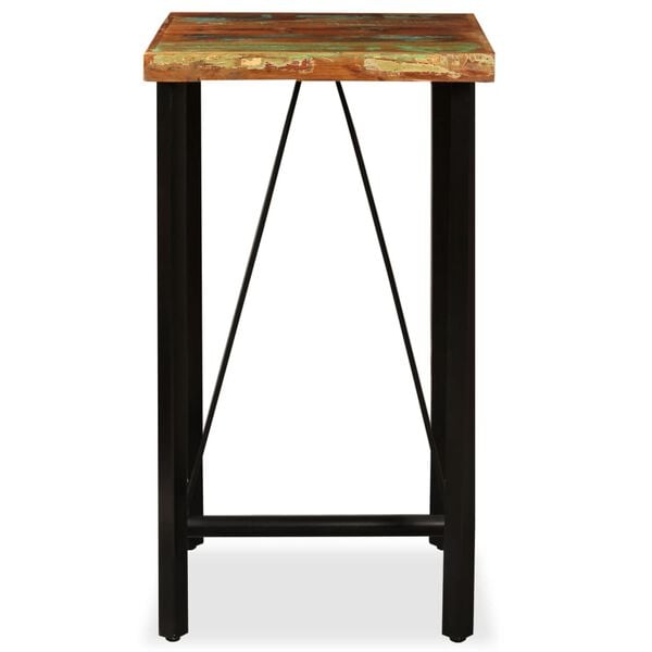 vidaXL Bar Table Multicolored with black legs Reclaimed wood and steel