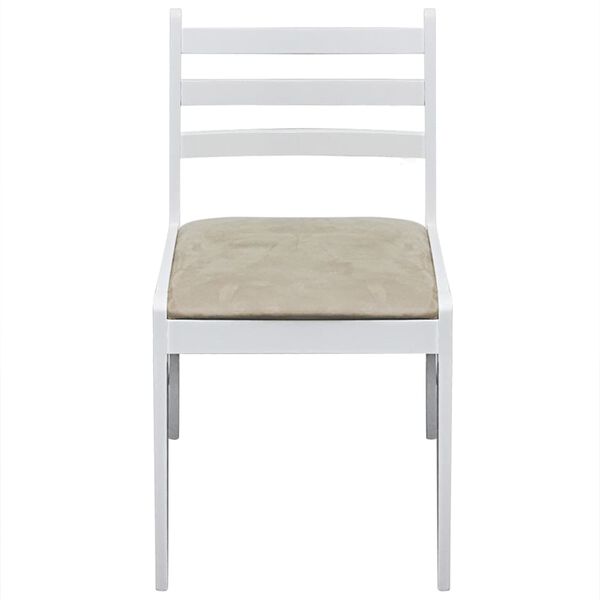 vidaXL Chair Set of 2 White Solid rubber wood, Polyester Standard