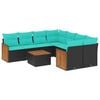 vidaXL 9 Piece Garden Sofa Set with Cushions Black Poly Rattan