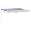 vidaXL Retractable Awning Blue and White Aluminum, Polyester Large