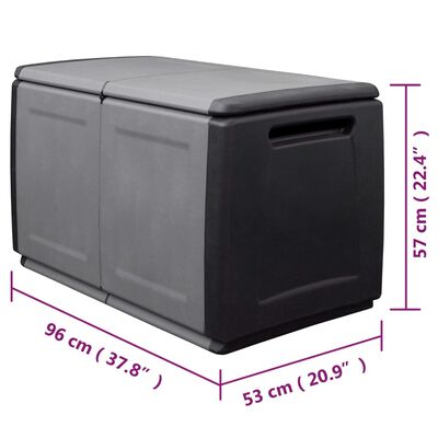 vidaXL Patio Storage Box 37.8"x20.9"x22.4" 60.8 gal Dark Gray and Black