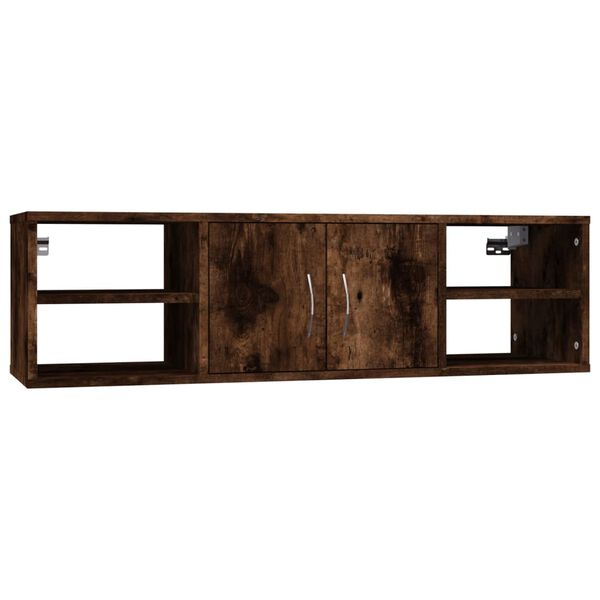 vidaXL Wall Shelf Smoked Oak Engineered Wood Medium Wall Shelf