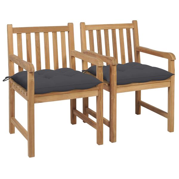 vidaXL Garden Chair Set of 2 Teak Fine sanded teak hardwood Medium
