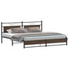 vidaXL Bed Frame Brown oak Steel, Engineered wood Double Bed Frame