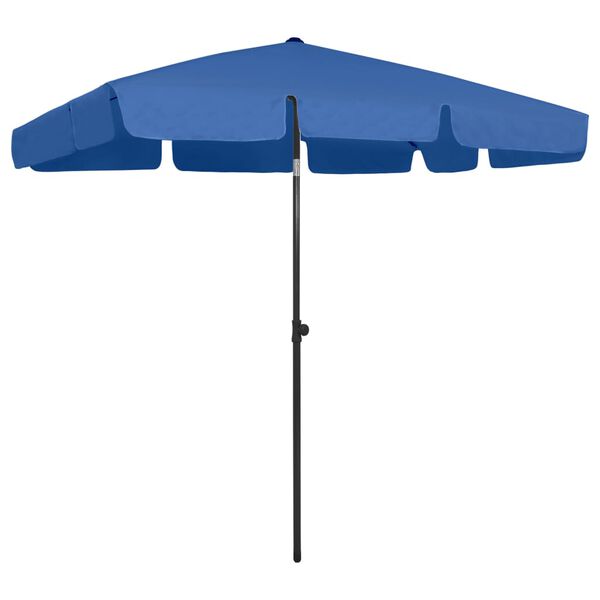 vidaXL Beach Parasol Azure blue Polyester 78.7x49.2 in Foldable