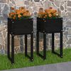vidaXL Planter Set of 2 Black Solid pine wood 15.7x15.7x31.9 in