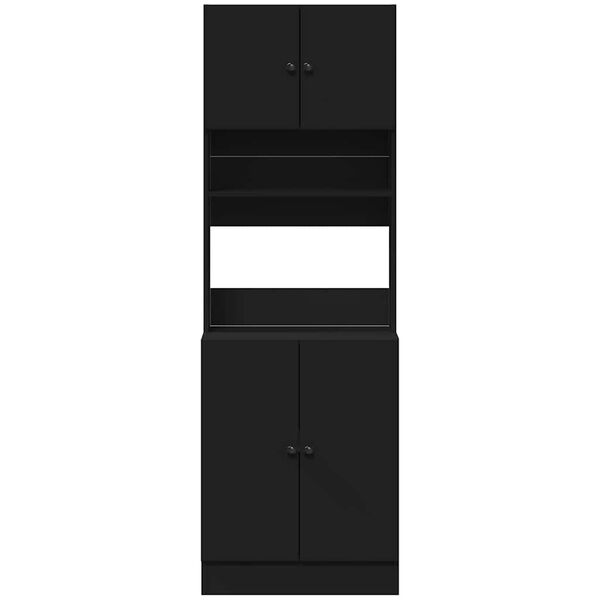 vidaXL Kitchen Cabinet Black Engineered Wood Tall Kitchen Cabinet
