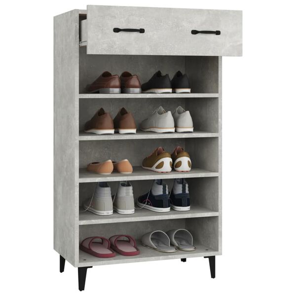 vidaXL Shoe Cabinet Concrete Grey 23.6x13.8x41.3" Engineered Wood