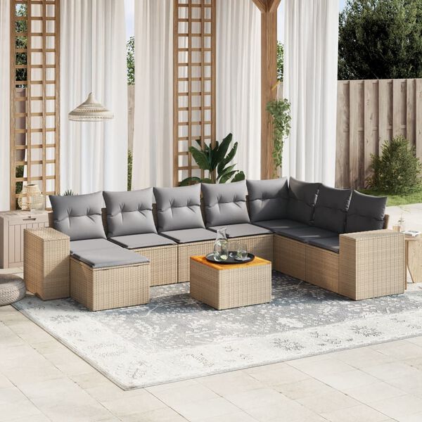 vidaXL Garden Sofa Set Beige PE rattan Large Modular Garden Sofa Set