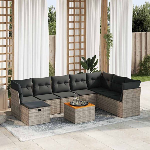 vidaXL Garden Sofa Set Grey PE Rattan Large Modular Garden Sofa Set