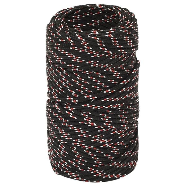 vidaXL Boat Rope Black 0.08 " 820.2 ' Polypropylene
