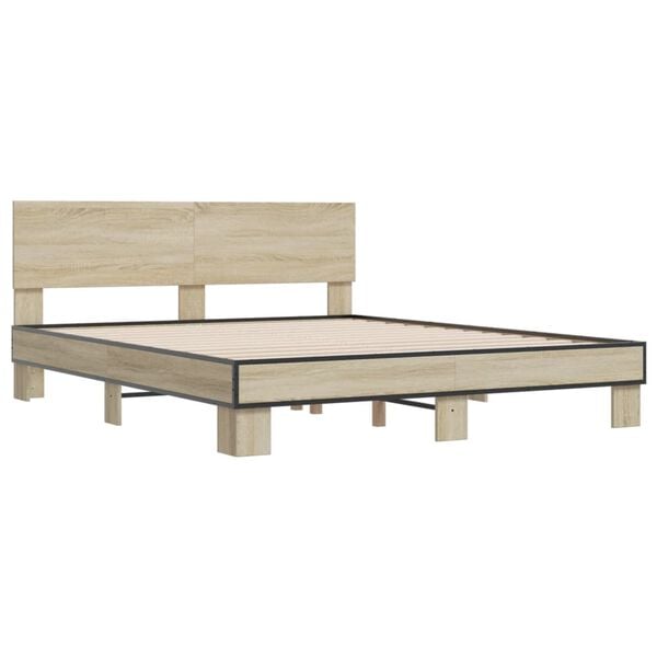 vidaXL Bed Frame Sonoma oak Engineered wood King Durable Bed Frame