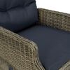 vidaXL Garden Lounge Set Rattan Brown, Black Cushions
