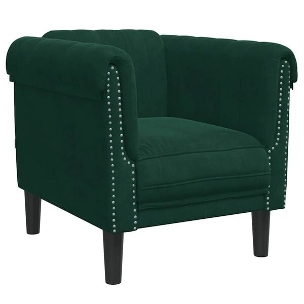vidaXL Sofa Chair Dark Green Velvet (100% polyester), plywood, solid wood