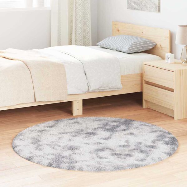 vidaXL Shaggy Rug Silver Grey 100% Polyester 47.2 x 47.2 in Non-Slip