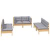 vidaXL Garden Lounge Set Grey Solid pine wood, fabric (100% polyester)