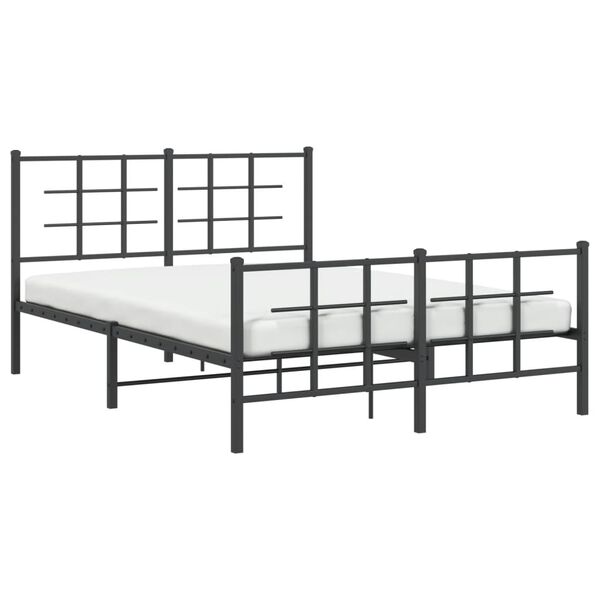 vidaXL Bed Frame Black Steel 53.1 x 74.8 in Double Metal Bed Frame
