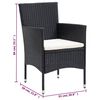 vidaXL Dining Set Black PE Rattan, Steel, Fabric, Glass, Aluminum Medium