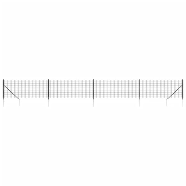 vidaXL Wire Mesh Fence with Spike Anchors Anthracite 2.6x32.8'