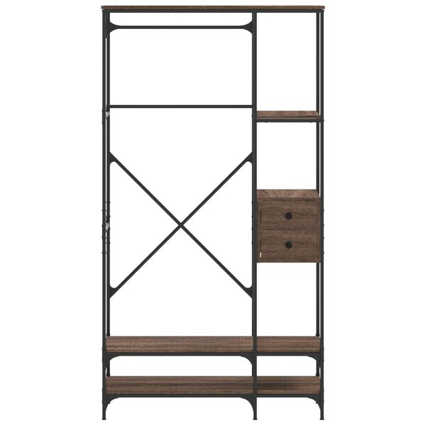vidaXL Clothes Rack Brown Oak Engineered Wood, Metal Compact