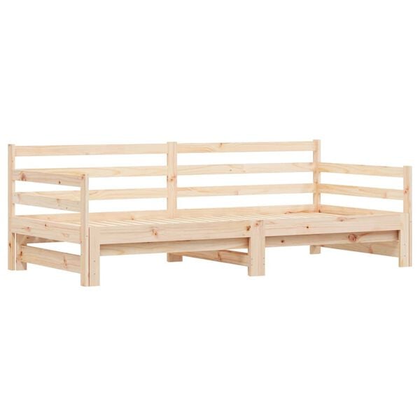vidaXL Daybed With Trundle Natural Wood Solid Pine Wood Large
