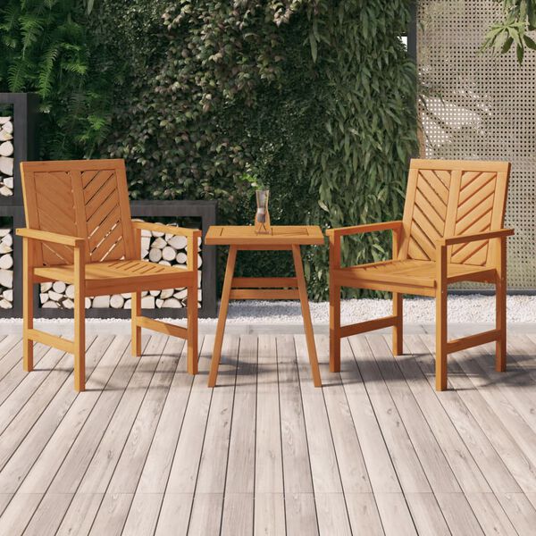 vidaXL Garden Dining Chair Set of 2 Natural Acacia Solid Acacia Wood