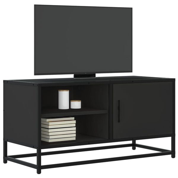 vidaXL TV Cabinet Black Engineered wood Medium TV Cabinet Rectangular