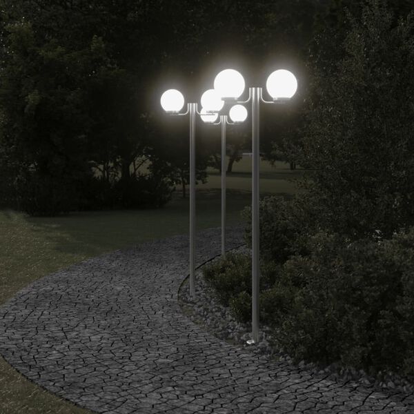 vidaXL Outdoor Floor Lamp Silver Stainless Steel, PMMA Extra Tall