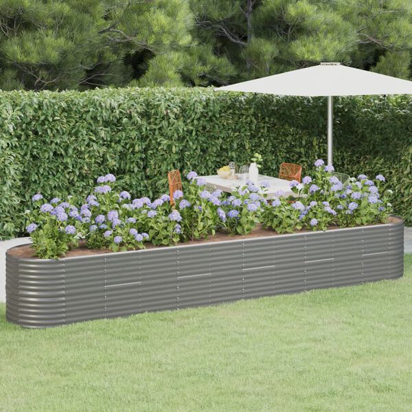 vidaXL Garden Raised Bed Grey Powder-coated steel Large Built to Last
