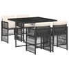 vidaXL Garden Dining Set Gray PE Rattan, Powder-Coated Steel, Tempered Glass