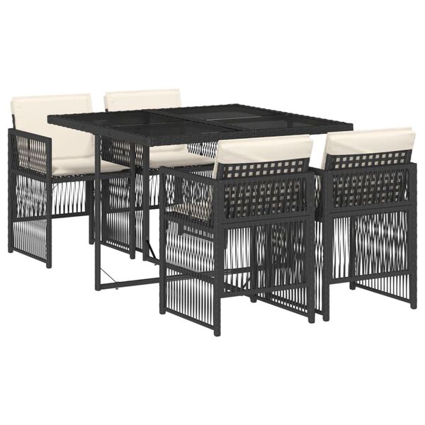 vidaXL Garden Dining Set Gray PE Rattan, Powder-Coated Steel, Tempered Glass