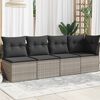 vidaXL Garden Sofa Grey PE rattan, powder-coated steel, polyester 4-seater