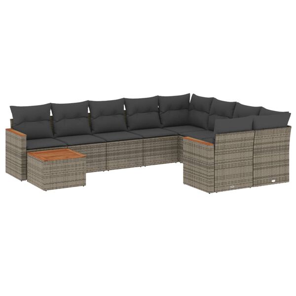 vidaXL Garden Sofa Set Grey PE rattan Large Removable Covers