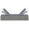 vidaXL Sun Lounger with Cushion and Tea Table Poly Rattan Gray