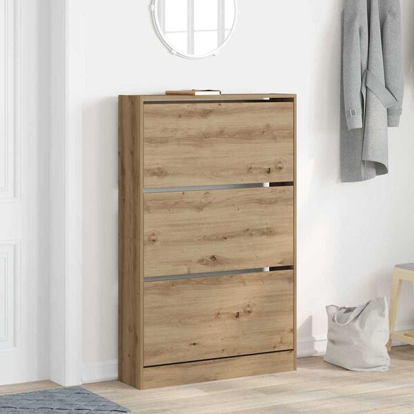 vidaXL Shoe Cabinet artisan oak 31.5" x 8.3" x 49.4" Engineered wood