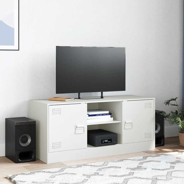 vidaXL TV Cabinet White Cold-rolled steel Medium TV Cabinet