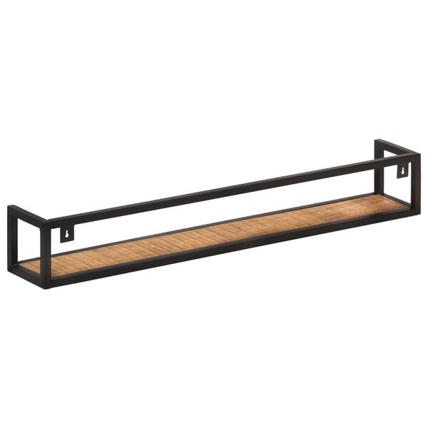 vidaXL Wall Shelf Set of 2 Natural Mango Wood and Black