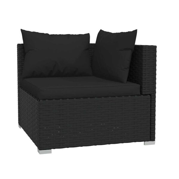 vidaXL Garden Lounge Set Black PE rattan, powder-coated steel, polyester
