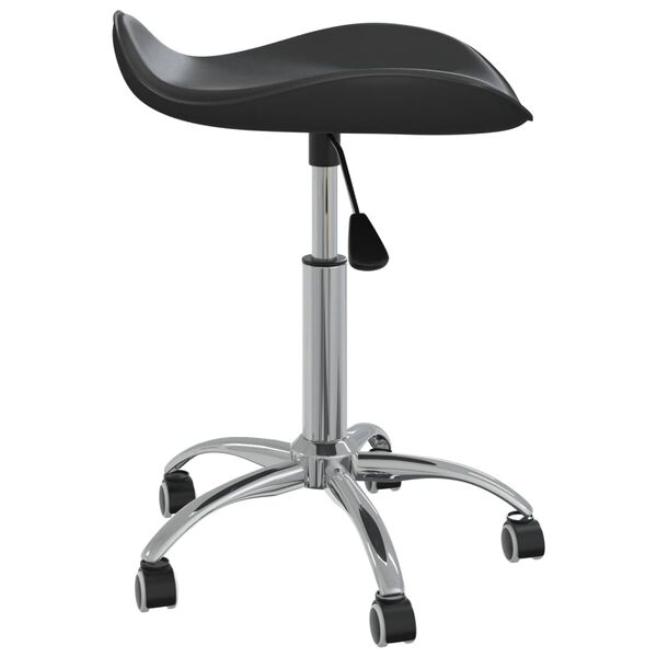 vidaXL Dining Chair Black Faux Leather, Chromed Steel Standard Swivel
