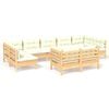 vidaXL Garden Lounge Set Cream, Pinewood Solid Pinewood, 100% Polyester