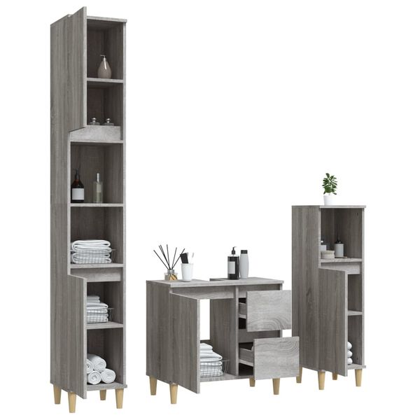 vidaXL Bathroom Furniture Set Grey Sonoma