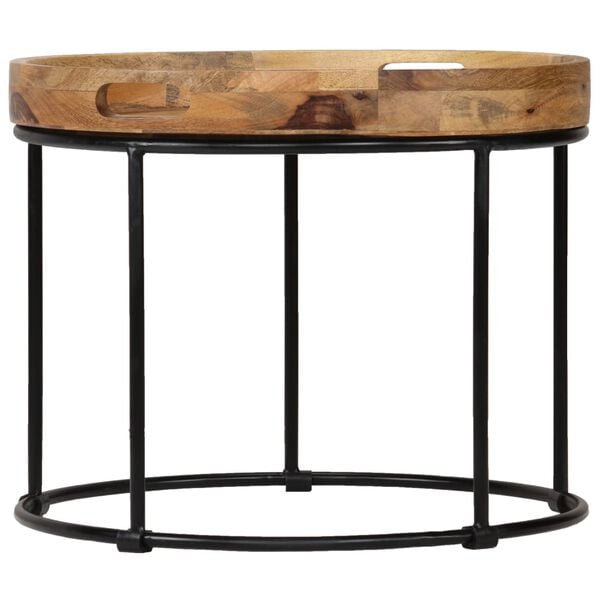 vidaXL Coffee Table Brown and black Solid mango wood and powder-coated steel