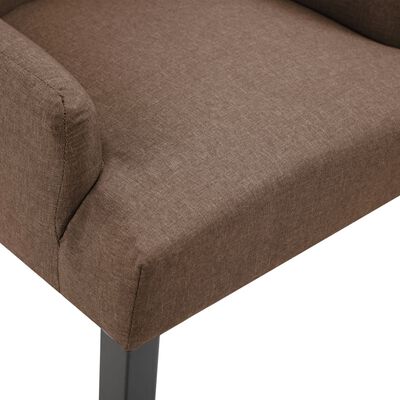 vidaXL Dining Chair with Armrests Brown Fabric