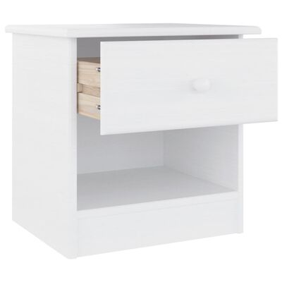vidaXL Bedside Cabinet ALTA White 16.1"x13.8"x16.1" Solid Wood Pine