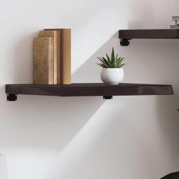 vidaXL Wall Shelf Dark Brown Solid oak wood 23.6x23.6 in Durable