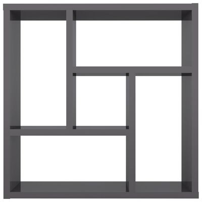 vidaXL Wall Shelf High Gloss Gray 17.8"x6.3"x17.8" Engineered Wood