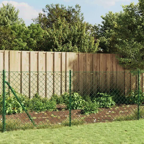 vidaXL Chain Link Fence Green 2.6x82.0'