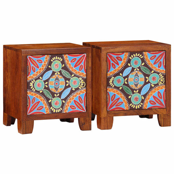 vidaXL Bedside Cabinet Set of 2 Honey brown Solid Acacia wood Medium