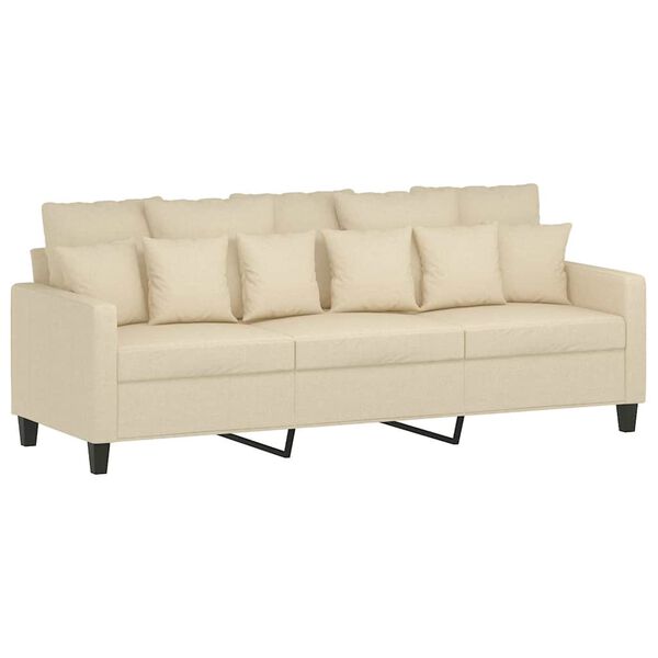 vidaXL 3-seater Sofa Cream Polyester 3-Seater Modern Durable