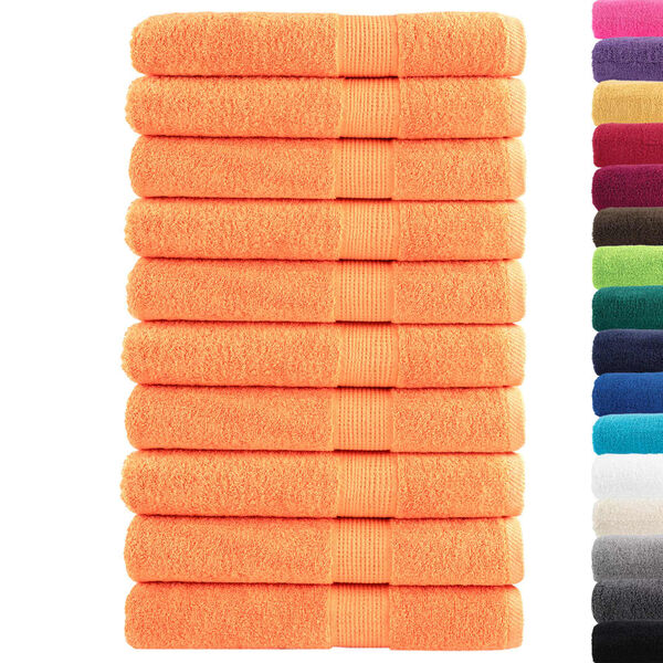 vidaXL Sauna Towel Set of 10 Orange 100% Cotton 31.5 x 78.7 in